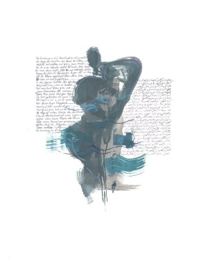 Die Erinnerung an dich, mixed media on paper with a handwritten German and Persian poem